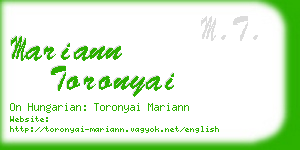 mariann toronyai business card